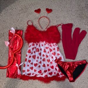 Dolls Kill Cupid Red Heart Costume Set